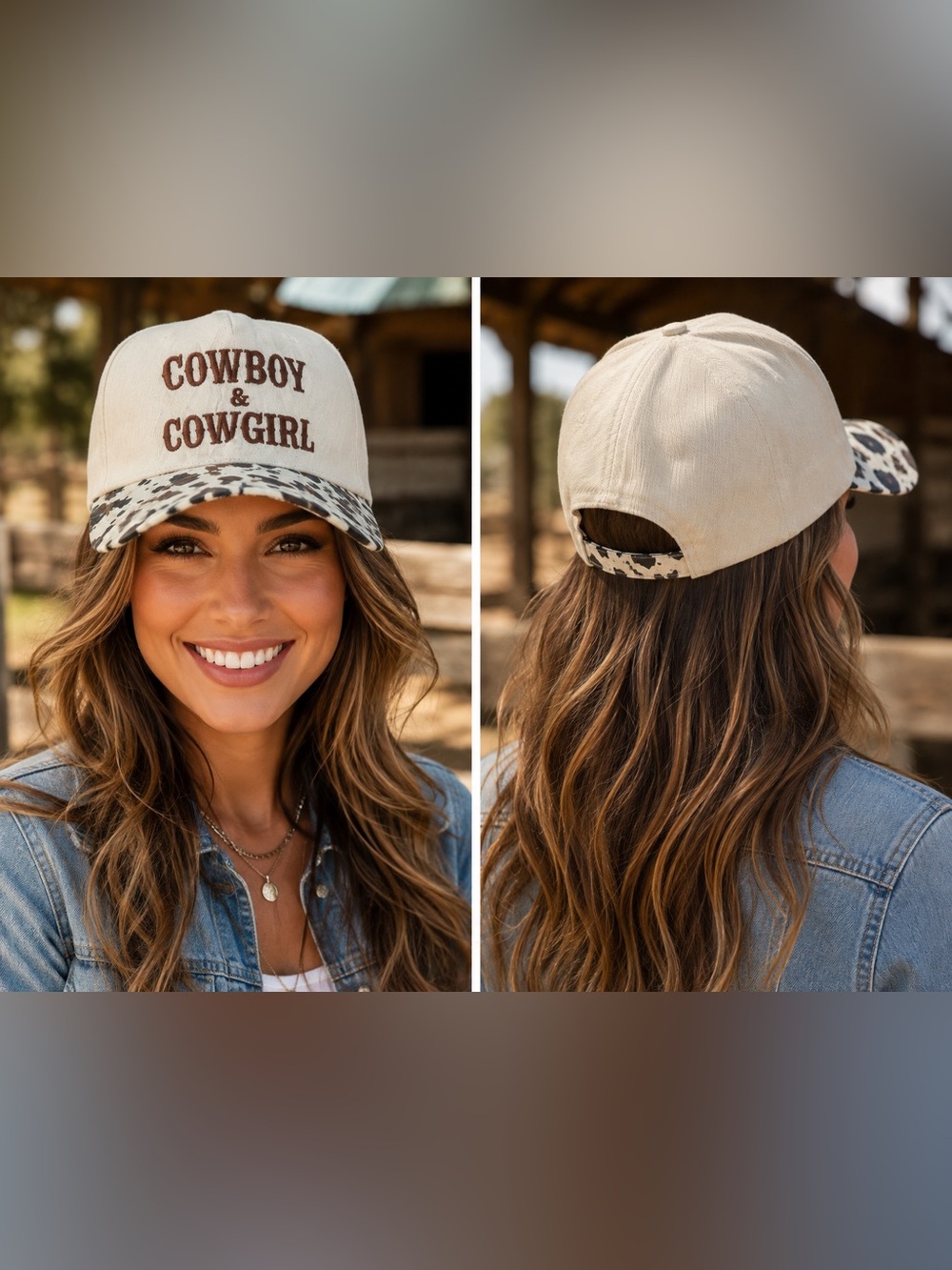 🆕 Cowboy & Cowgirl Cow Print Western Baseball Cap Adjustable Hat
